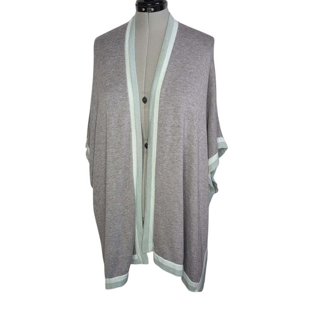 Chico's Tipped Ruana Wrap Open Front Cardigan Poncho Small/Medium Casual Cozy